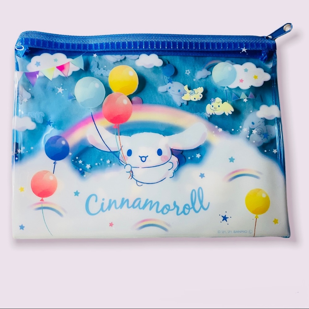 🌈 。。・ Cinnamoroll Light Blue Glitter Zipper Bag